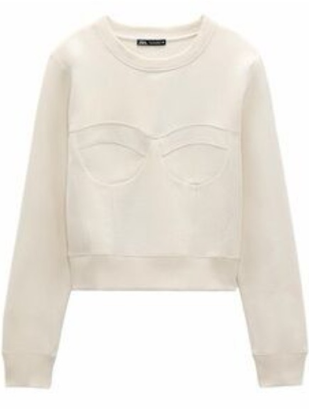 Zara Cream Textured Crewneck Sweatshirt